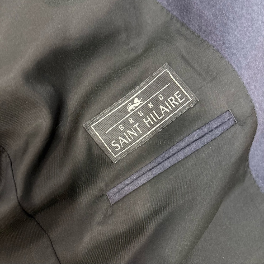 Bruno Saint Hilaire Vintage Mens Cashmere Navy Jacket Sport Coat France sz 52R - Picture 10 of 14